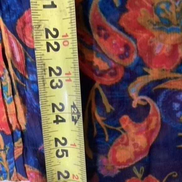 Jones New York Paisley Button Up Shirt Sz L Vibrant Blue Orange - Picture 7 of 8